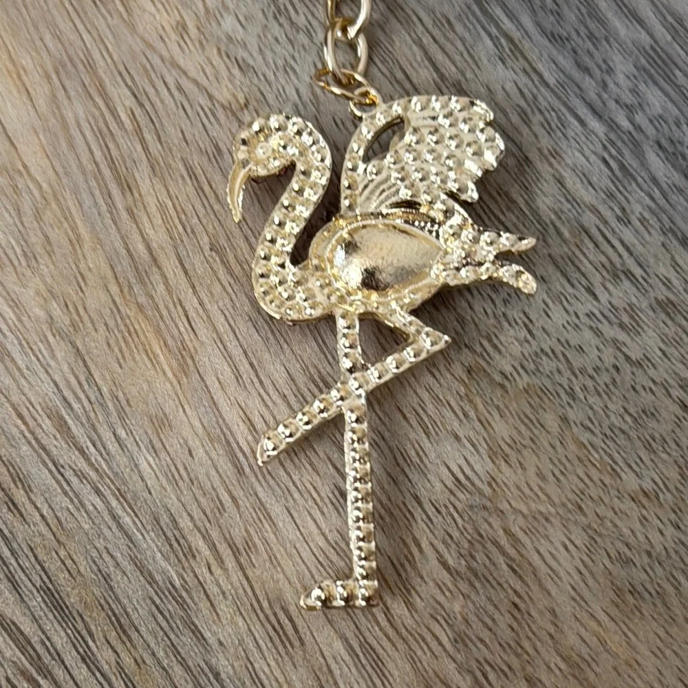 Mint Gold and Pink Flamingo Bag Charm/Key Holder NEW